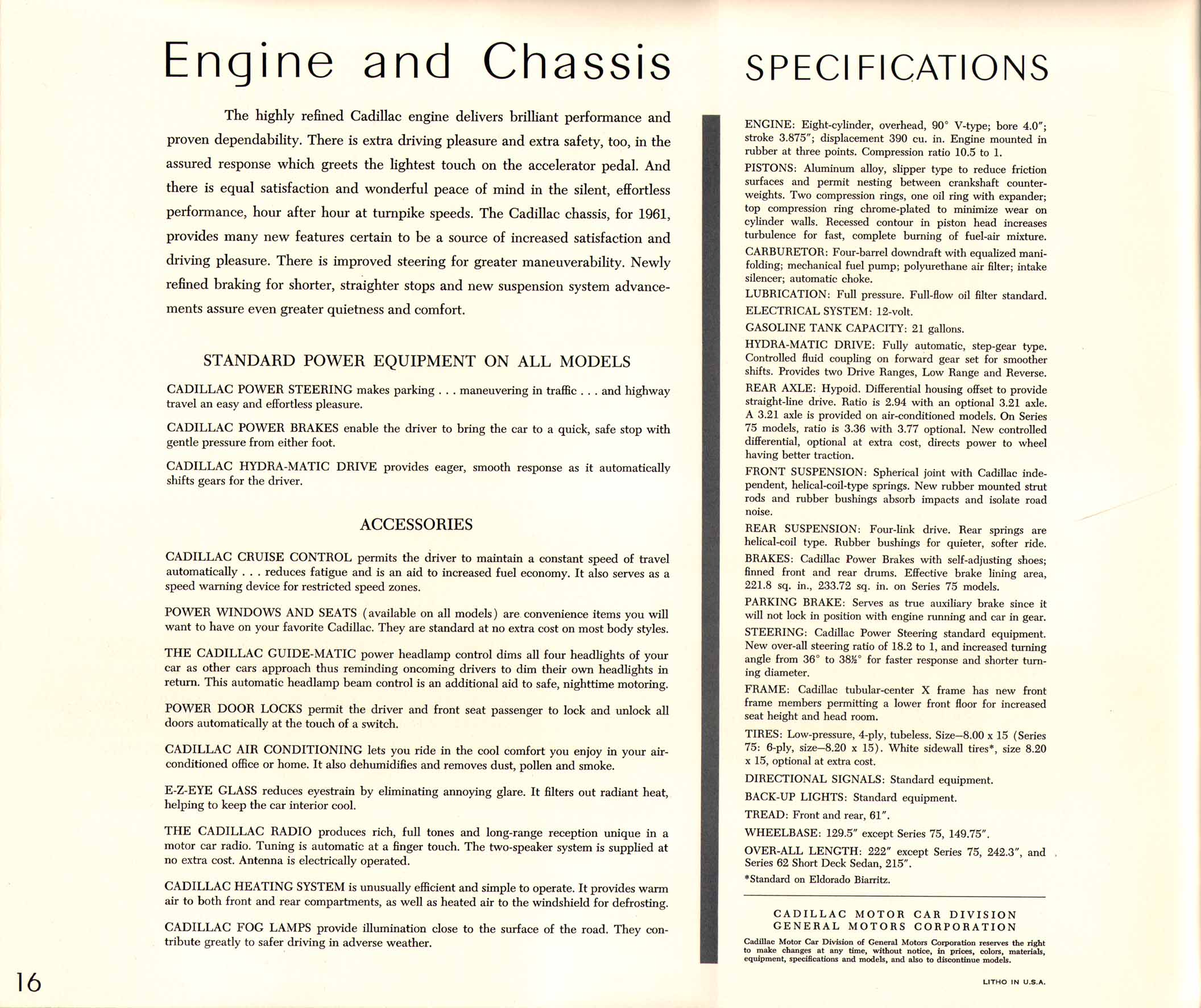 1961 Cadillac Brochure Page 12